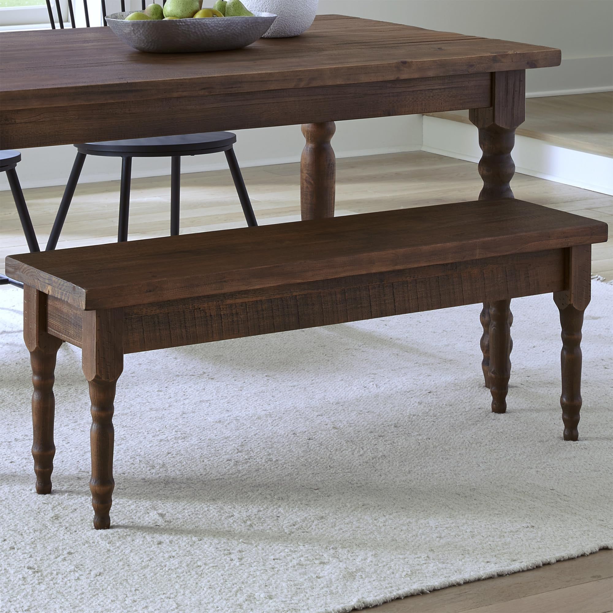 Valerie Rustic Walnut Solid Pine Wood Bench