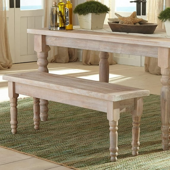 Grain Wood Furniture Valerie Solid Wood Bench with a Driftwood Finish