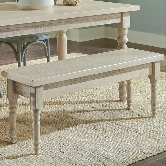 Grain Wood Furniture Valerie Solid Wood Bench with an Off-White Finish