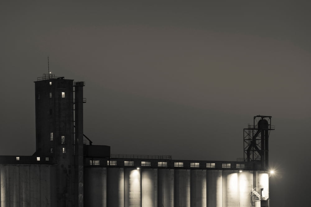 Grain elevator at night Dodge City Ford County Kansas USA Canvas Art - Panoramic Images (18 x 24)