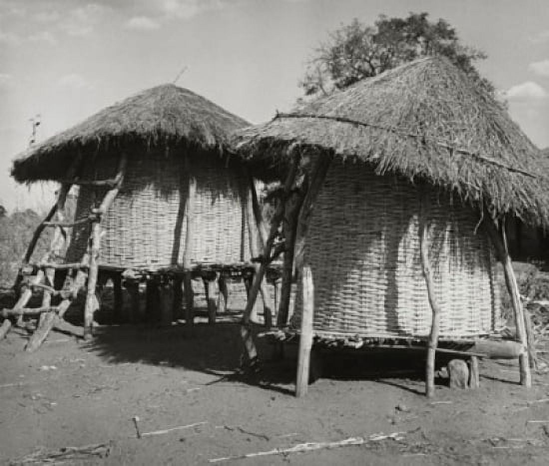 Grain storage bins in a field Malawi Canvas Art - (18 x 24)
