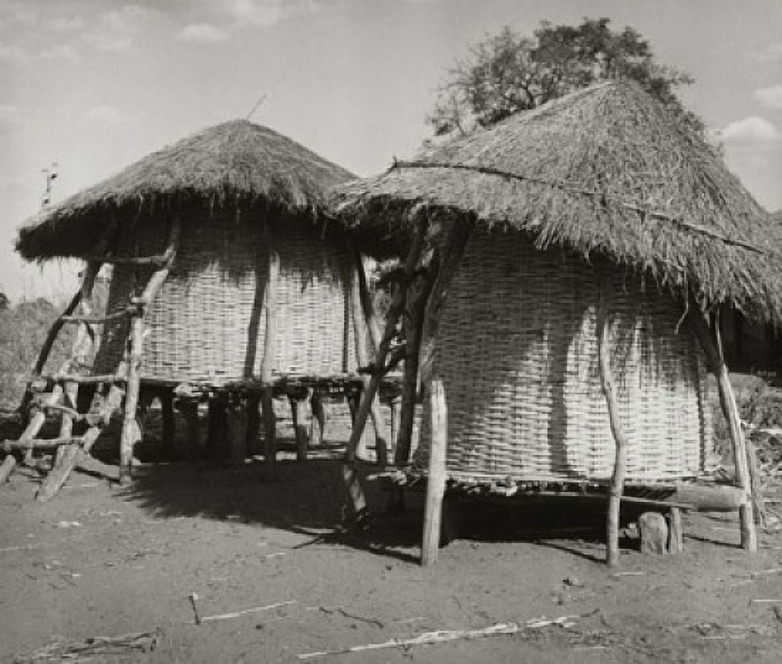 Grain storage bins in a field Malawi Canvas Art - (24 x 36)