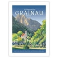 thumbnail image 1 of Grainau Germany - Zugspitze Mountain Germany’s Highest Peak - Vintage Travel Poster by Jupp Wiertz c.1933 - Bamboo Fine Art 290gsm Paper (Unframed) 12x16in, 1 of 4