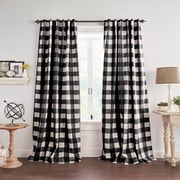 Threadmade Grainger Rod Pocket Back Tab Window Curtain, Black - 52"W x 84"L