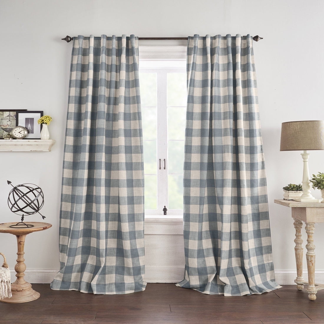 Grainger 52" x 95" Linen Buffalo Check Blackout Curtain Panel