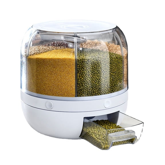 Grains Separate Storage Box Sealed Rotating Rice Bucket Home Insect Damp Proof Rice Storage Tank 23x23cm