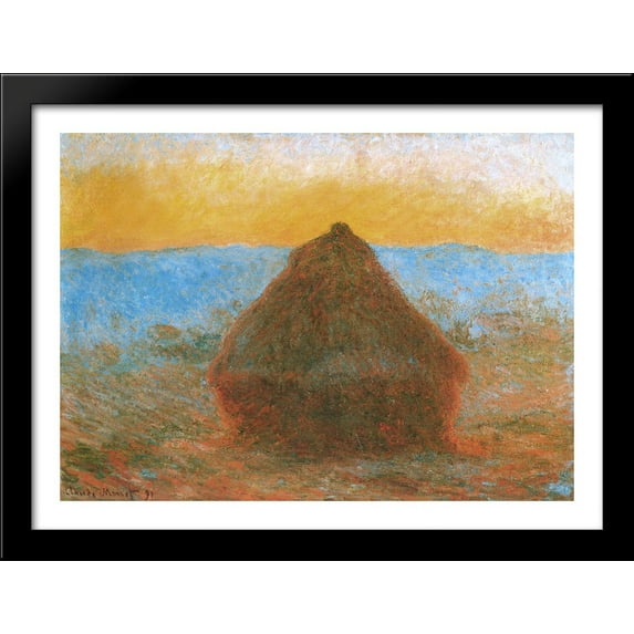 Grainstack 38x28 Large Black Wood Framed Print Art by Claude Monet