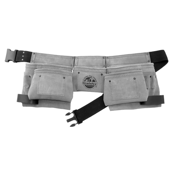 Graintex 11 Pocket Tool Belt/Tool Bag/Work Apron, Ripstop Canvas Double Layered, Leather Trims, 2 Hammer Loops, Adjustable Belt, Construction, Carpenter, Electrician, Gardening, DIY (Hunter Green)
