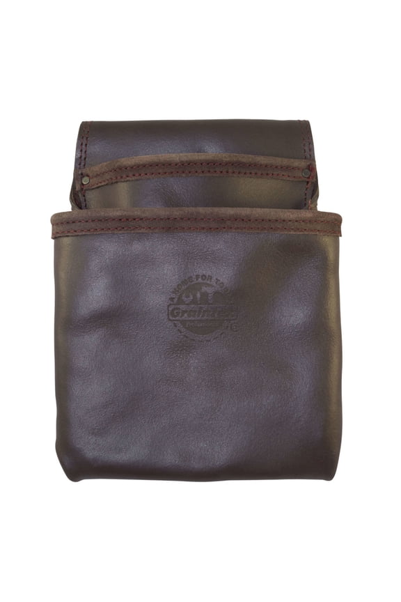 2 Pocket Oil Tanned Nail & Tool Pouch Dark Brown Color for Constructor/Electrician/Plumber