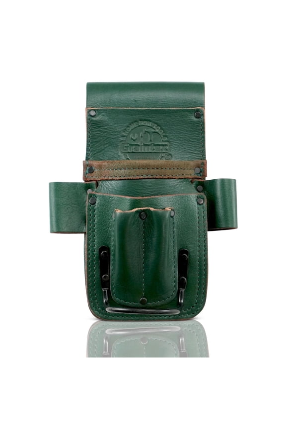 Ambassador Series Multi Tool Pouch, Hammer Holster, Carpenter, Construction Workers and Electricians. Small Leather Tool Pouch (Emerald Green)