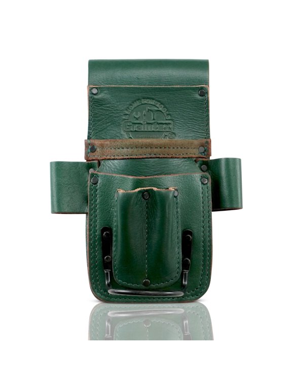 Ambassador Series Multi Tool Pouch, Hammer Holster, Carpenter, Construction Workers and Electricians. Small Leather Tool Pouch (Emerald Green)