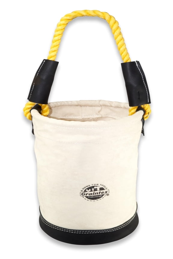 CB2216 Utility Canvas Bucket Leather Bottom 16" X 10" Rope Handle