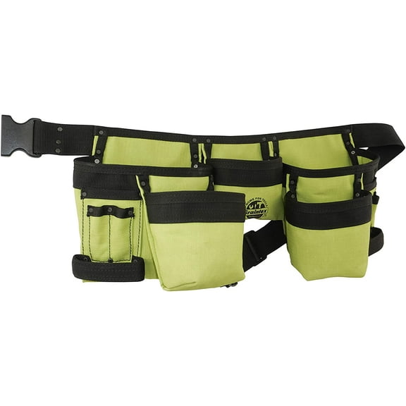 Graintex CD2192 11 Pocket Finisher Tool Apron Lime Green Color Rip-stop Canvas for Constructors, Electricians, Plumbers, Handymen