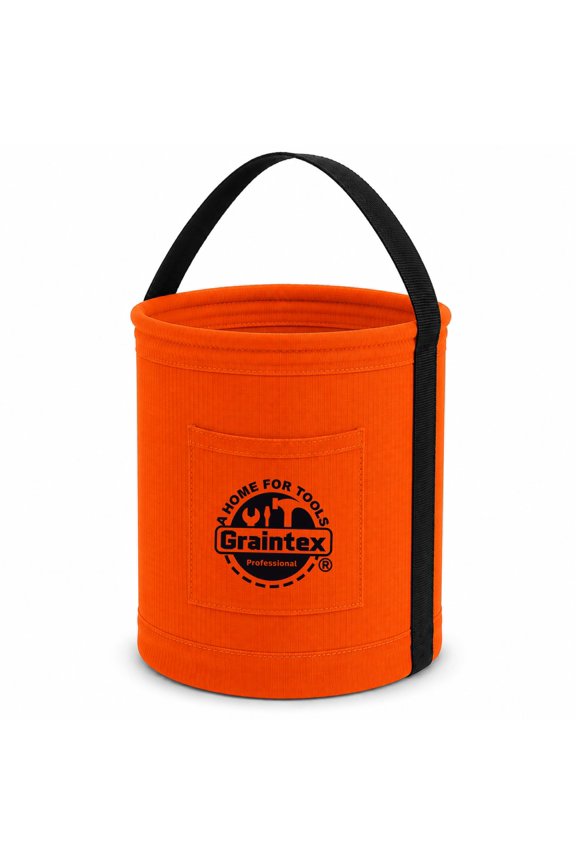 Canvas Utility Bucket 12"x15", Round Tool Bucket, Reinforced Base & Carry Handle, Ripstop Canvas, Multi-Purpose Bag for Jobsite, Gardening, Home Use, Ideal for Tool Storage Solutions