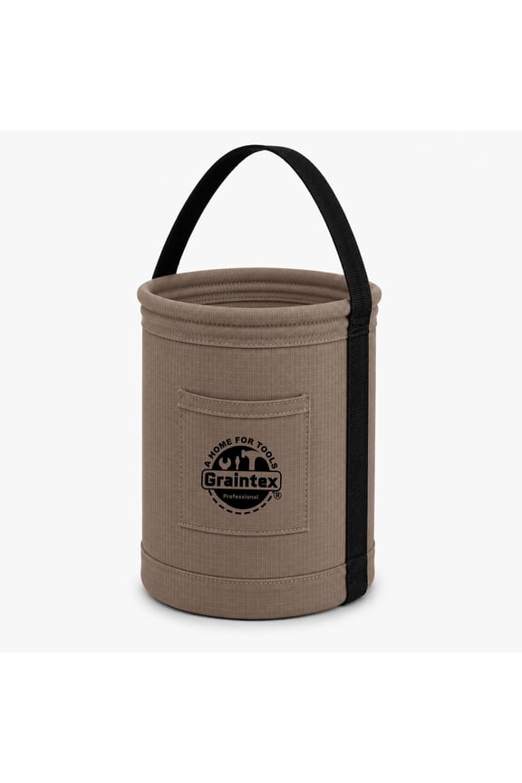 Canvas Utility Bucket 9.5"x14", Round Tool Bucket, Reinforced Base & Carry Handle, Ripstop Canvas, Ideal Multi-Purpose Bag for Jobsite, Gardening, Home Use, Tool Storage (Rust)