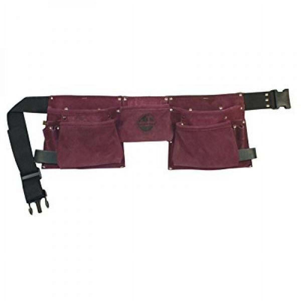 Graintex 8-Pocket Purple Suede Leather Tool Belt – 2" Webbing Belt, 2 Hammer Loops, Adjustable 28"-50"