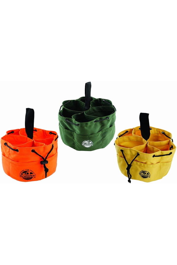 GB2845 Grab Bags (Set of 3) Orange, Yellow and Green Color Rip-stop Canvas 18 Pockets Drawstring Closure