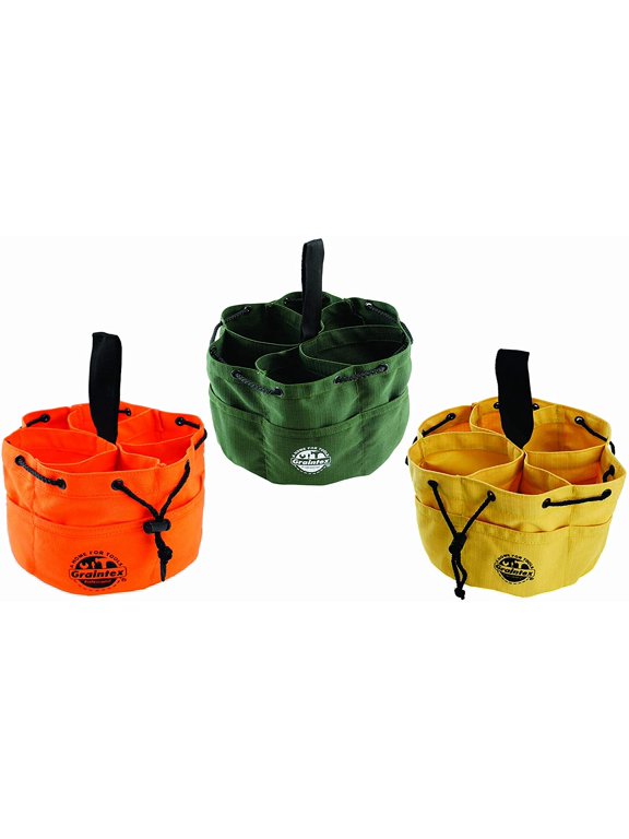 GB2845 Grab Bags (Set of 3) Orange, Yellow and Green Color Rip-stop Canvas 18 Pockets Drawstring Closure