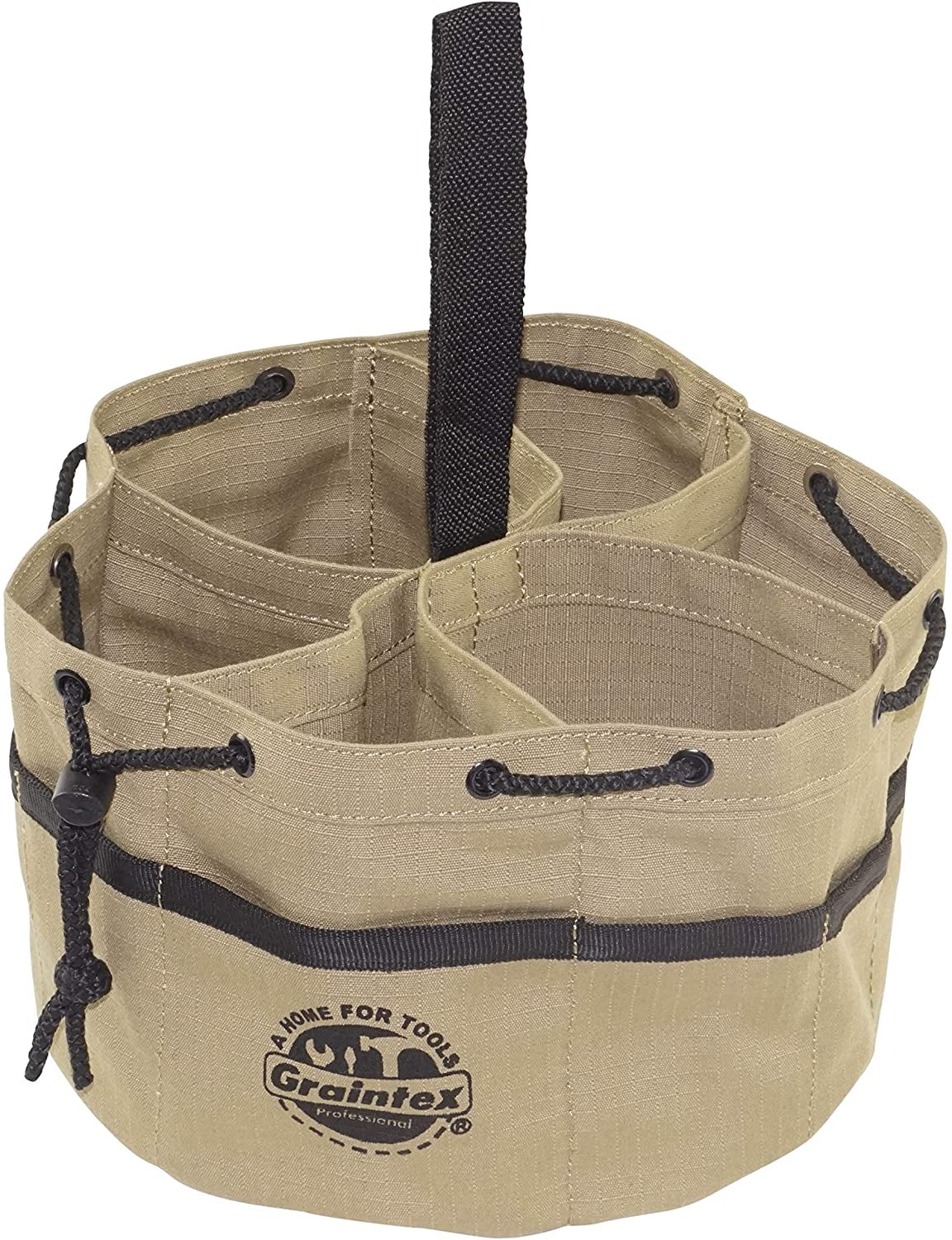 Khaki Canvas 10" Tool Grab Bag with Drawstring Closure
