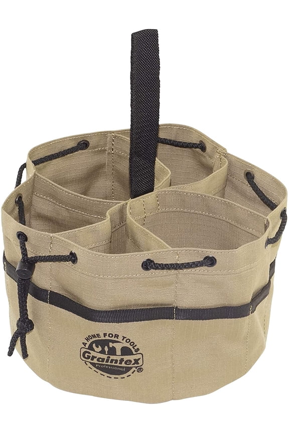 GB2897 Grab Bag Khaki Color Rip-stop Canvas 18 Pockets Drawstring Closure, Mid Size