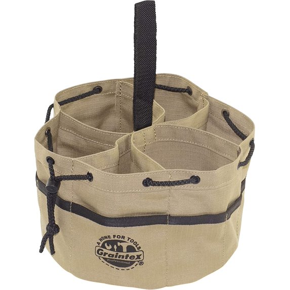 Graintex GB2897 Grab Bag Khaki Color Rip-stop Canvas 18 Pockets Drawstring Closure, Mid Size