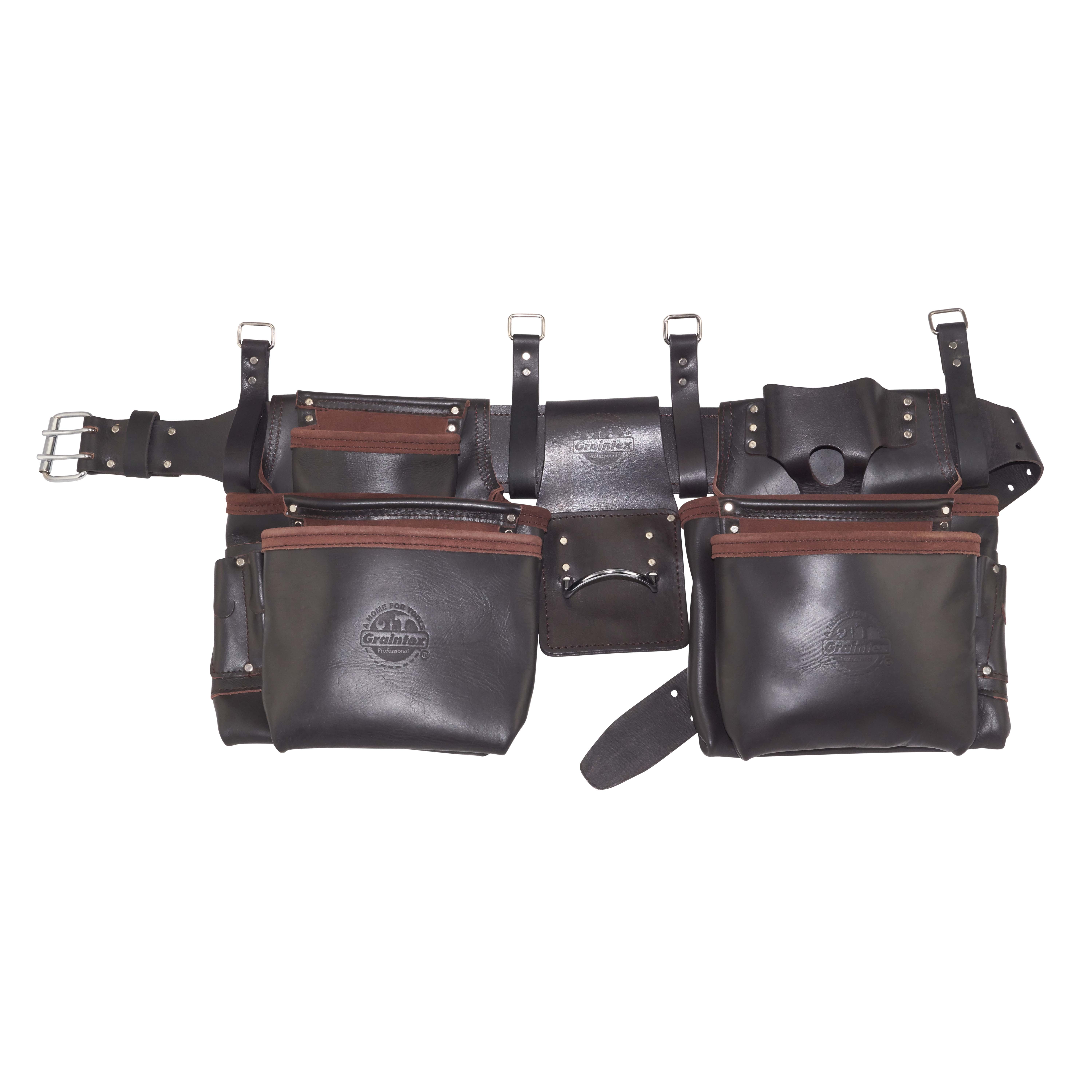 Graintex OD2557 : 4 Piece Framers 15 pocket Tool Belt Oil Tanned Leather