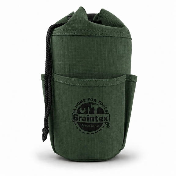 Graintex Professional Tool Pouch, Yellow Ripstop Canvas, 9.5 x 5.5 Inch, Multiple Pockets, Drawstring Closure, Heavy Duty Metal Belt Clip, Double Layered Construction (Hunter Green)