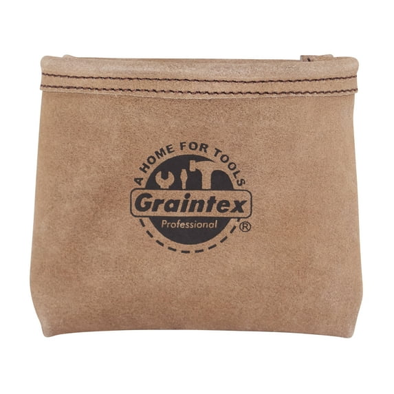 Graintex SS2190 :: Nail Pouch with Clip Beige Color Suede Leather for Constructors, Electricians, Plumbers, Handyman