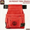 thumbnail image 1 of Graintex SS2522 :: 10 POCKET NAIL & TOOL POUCH RED COLOR SUEDE LEATHER WITH BELT, 1 of 2