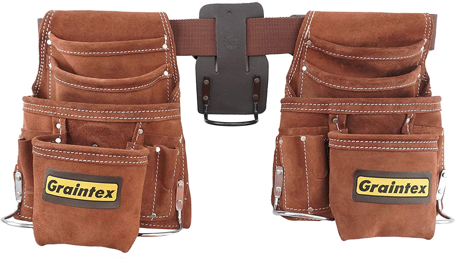 Graintex SS2960 20-Pockets Suede Leather Tool Apron w/ Leather Hammer Holder