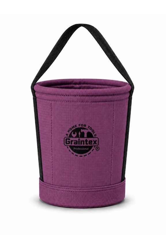 Tapered Canvas Bucket 12"x10"x15", Utility Tool Bucket 16 Inside Pockets, Reinforced Base & Carry Handle, Ripstop Canvas, Multi-Purpose Bag for Jobsite & Home Use for Tool Storage Solutions