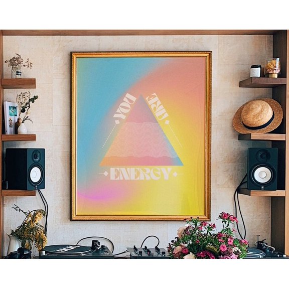 Grainy Gradient Aura Poster, Retro Gradient Art, Aesthetic Room Decor, You Are Energy Print, Y2K Decor, Psychedelic Home Decor, Rainbow Art Wall Art, Modern Wall Decor For Living Room, 12x18 UNFRAMED