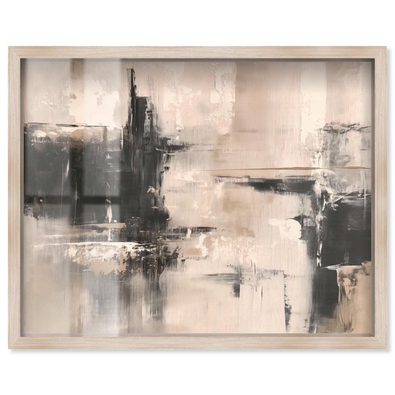 Grainy Wall Echoes I Shadowbox Print Abstract Art by Art Remedy, Blonde Frame, 20 x 16