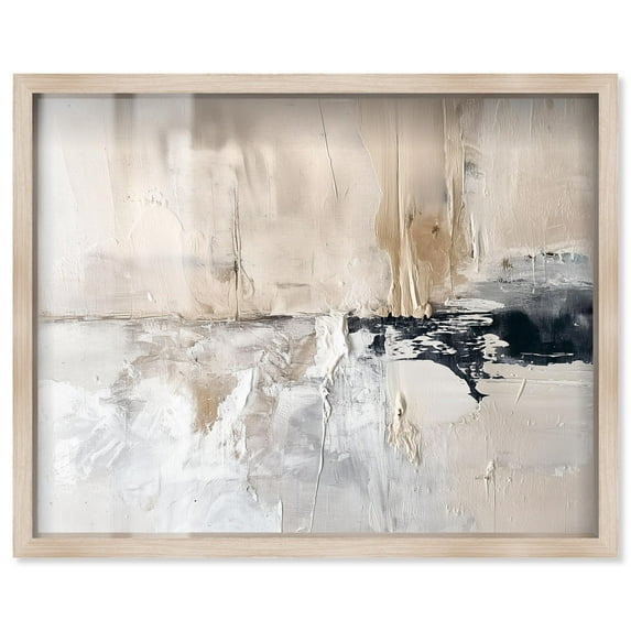 Grainy Wall Echoes II Shadowbox Print Abstract Art by Art Remedy, Blonde Frame, 24 x 20