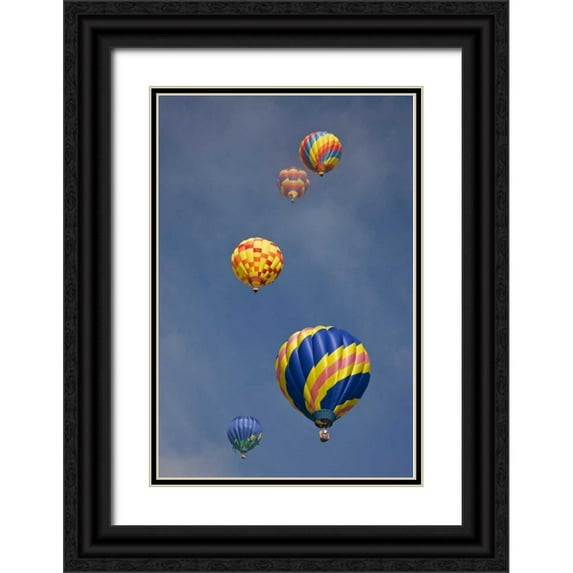 Grall, Don 11x14 Black Ornate Wood Framed with Double Matting Museum Art Print Titled - CO, Colorado Springs Hot air balloons in morning