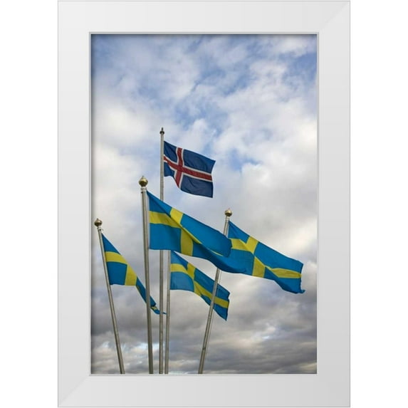 Grall, Don 13x18 White Modern Wood Framed Museum Art Print Titled - Iceland The national flag of Norway and Sweden