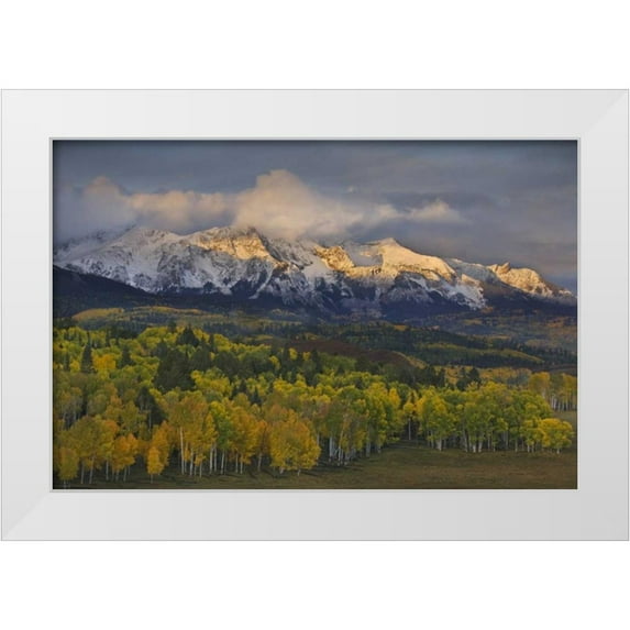 Grall, Don 14x11 White Modern Wood Framed Museum Art Print Titled - CO, Rocky Mts Sunrise over the Sneffels Range
