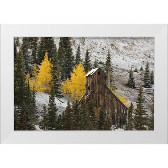 Grall, Don 14x11 White Modern Wood Framed Museum Art Print Titled - CO, Uncompahgre NF, An abandoned mine in fall