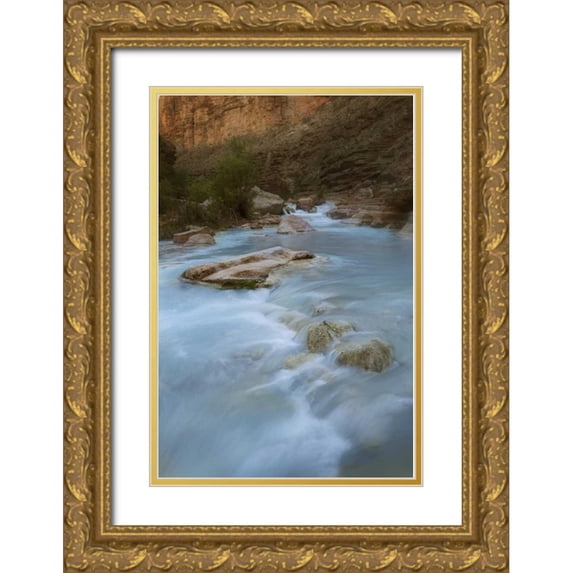 Grall, Don 17x24 Gold Ornate Wood Framed with Double Matting Museum Art Print Titled - AZ, Grand Canyon, Havasu Creeks through canyon