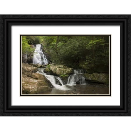 Grall, Don 18x13 Black Ornate Wood Framed with Double Matting Museum Art Print Titled - TN, Great Smoky Mts Indian Flats Falls landscape