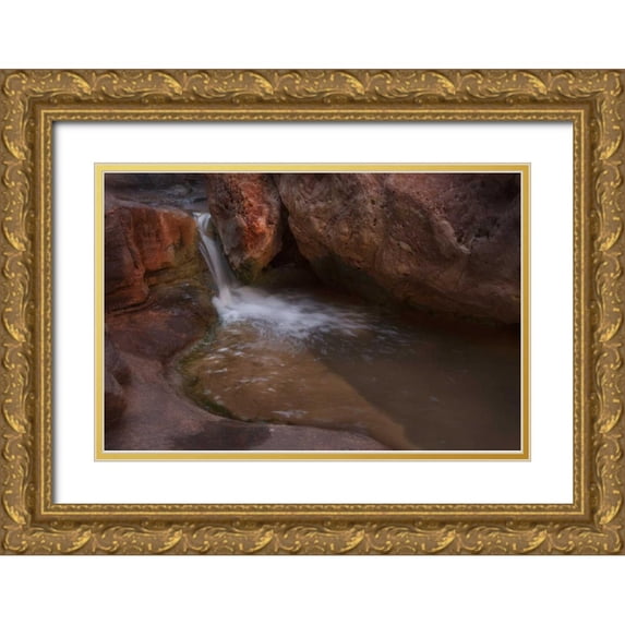 Grall, Don 24x17 Gold Ornate Wood Framed with Double Matting Museum Art Print Titled - Arizona, Grand Canyon Flowing Royal Arch Creek