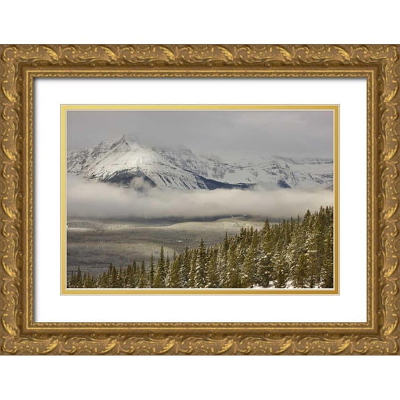 Grall, Don 24x17 Gold Ornate Wood Framed with Double Matting Museum Art Print Titled - Canada, Banff NP A low cloud bank in the valley