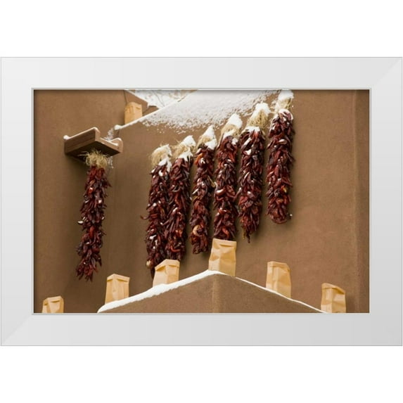 Grall, Don 24x17 White Modern Wood Framed Museum Art Print Titled - New Mexico, Santa Fe Chili pepper ristras