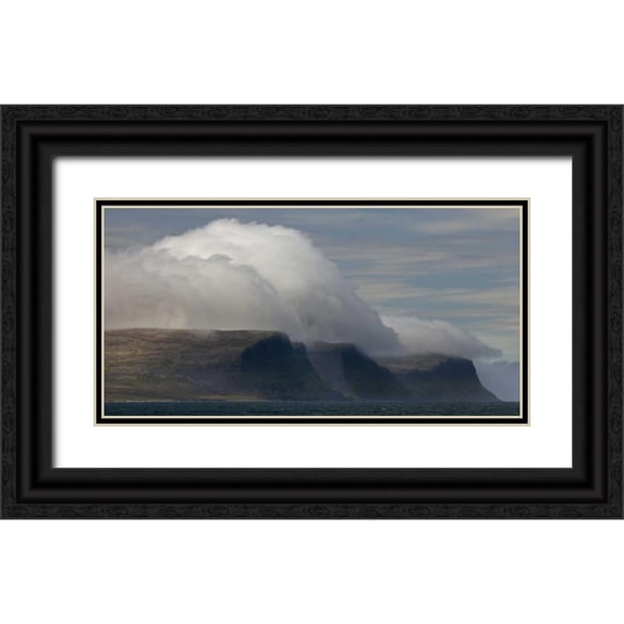 Grall, Don 32x18 Black Ornate Wood Framed with Double Matting Museum Art Print Titled - Iceland, Patreksfjordur A spectacular cloud bank