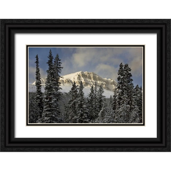 Grall, Don 32x23 Black Ornate Wood Framed with Double Matting Museum Art Print Titled - Canada, Banff NP Bow Peak after a snowstorm