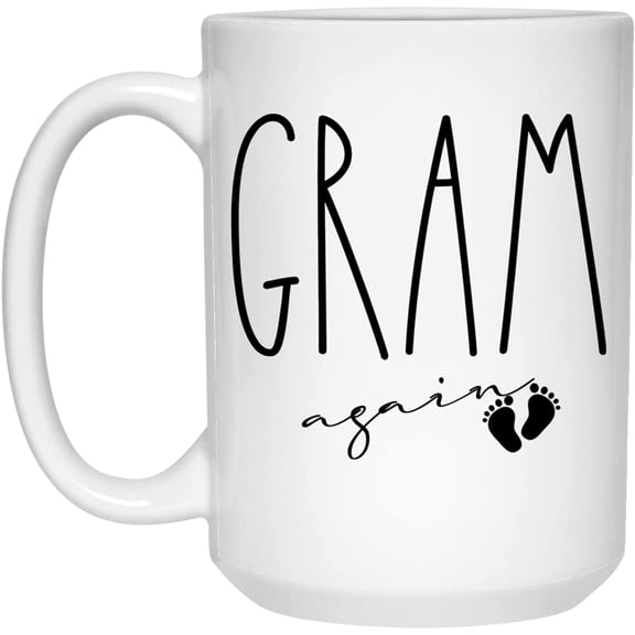 Gram Again Mug, Gram Again Pregnancy Announcement, Gram Reveal, Gram To Be Gift, Baby Announcement Gram Again, Rae Dunn Style Mug 15oz
