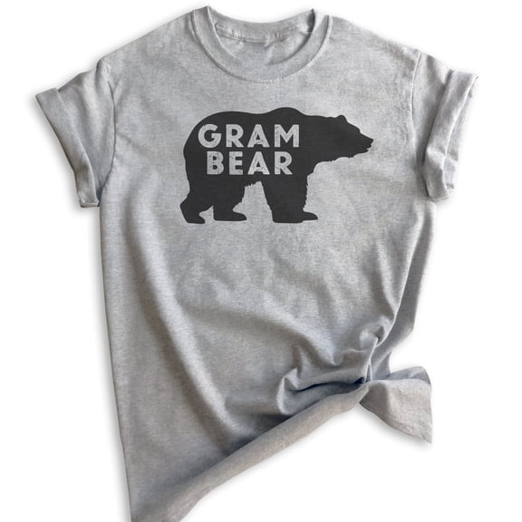 Gram Bear T-Shirt, Unisex Women's Shirt, Grandma T-shirt, Gram Shirt, Grandmother Shirt, Heather Gray, Large