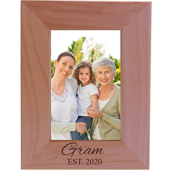 Gram Established Est. 2020 Engraved Alder Wood Picture Frame