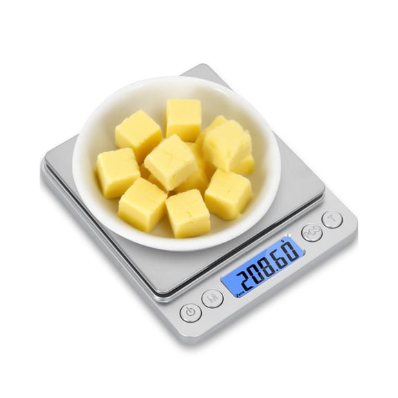 Gram Scale 500g x 0.01g Precision, Digital Mini Pocket Size Portable Scale with Two Trays Nine Units, LCD Display Stainless Steel Platform for Weighing Jewelry Cooking Baking