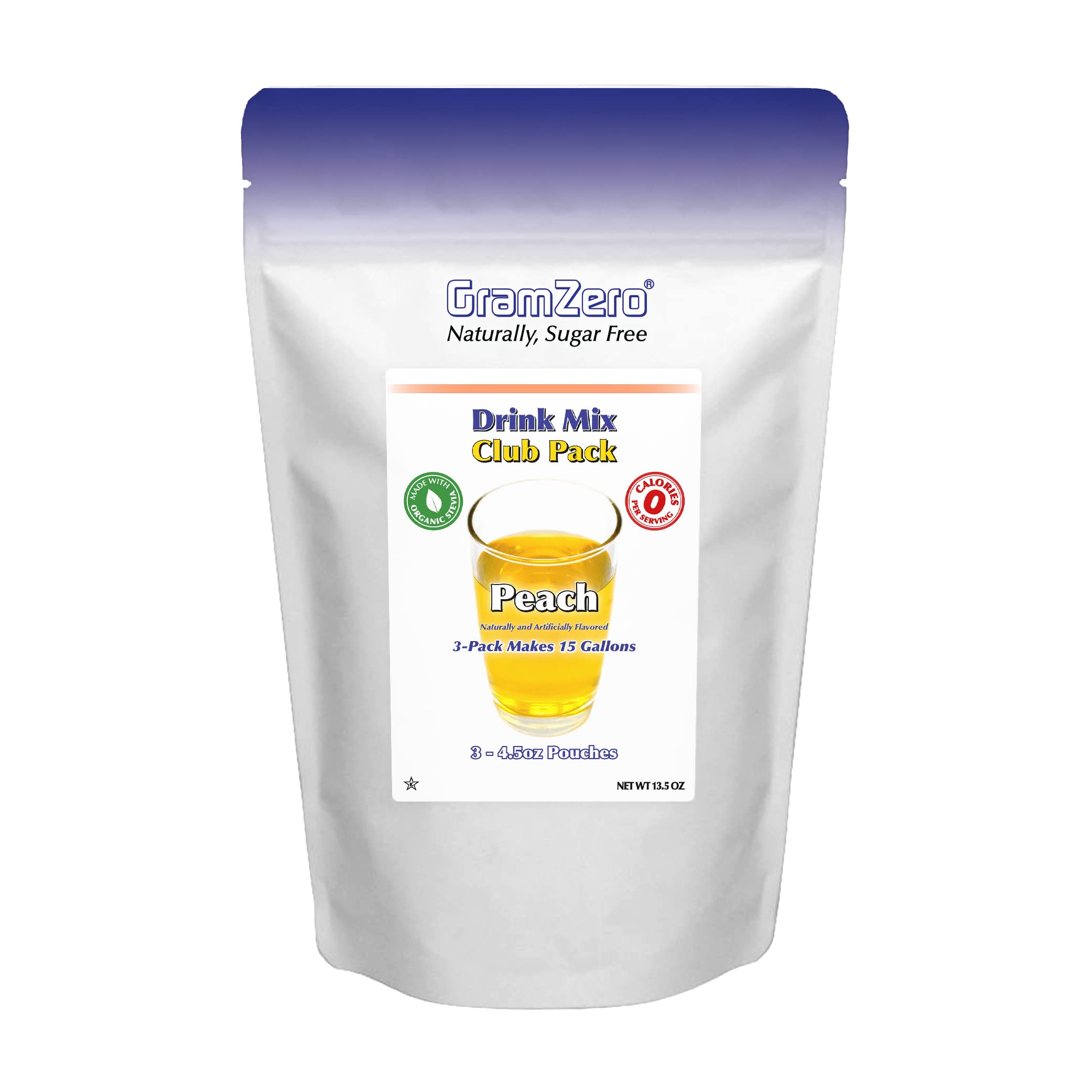 GramZero Peach Zero Calorie Sugar Free Drink Mix, Great For Nutrition